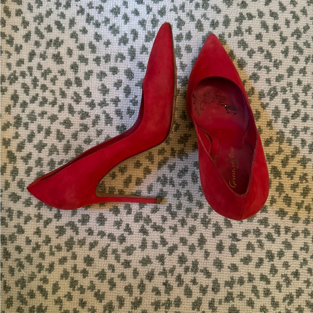 Gianvitto Rossi red suede heels